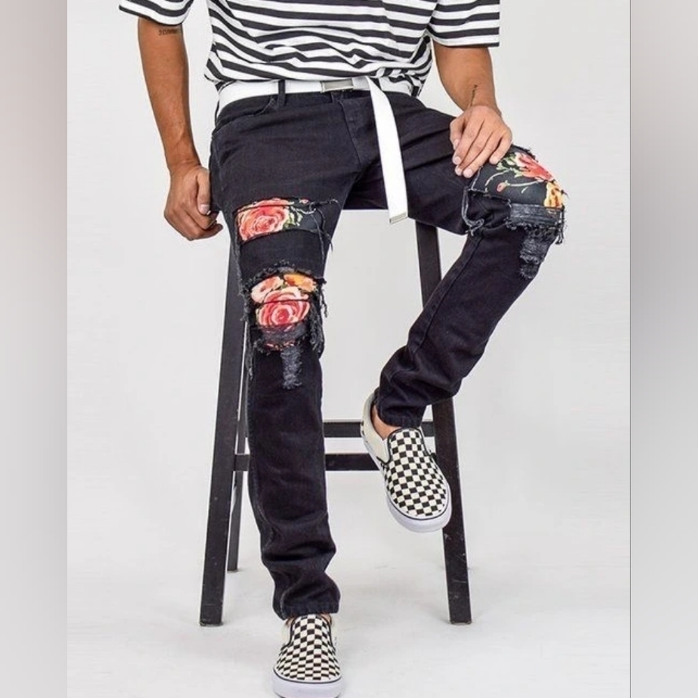 Tapered Ripped  Jeans - Picture 1 of 7